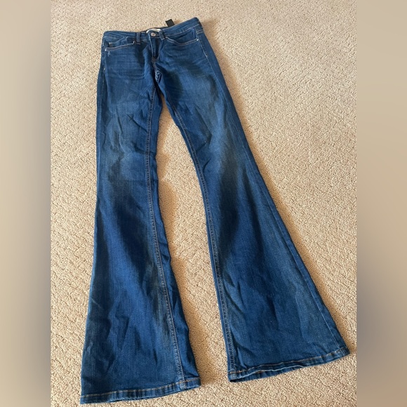 Zara Denim - Zara Woman Premium Denim Collection High Rise Flare Jean Size 4 Bin 236